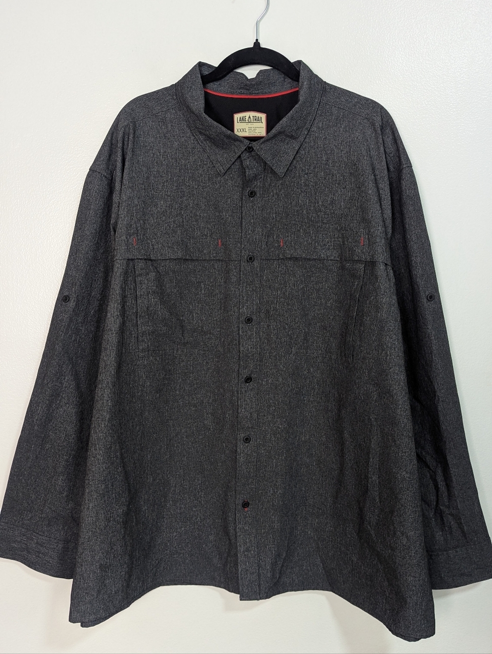 Lake & Trail 3X Charcoal‎ Grey Button Down Long Sleeve Outdoor Performance